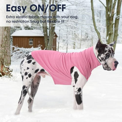 IECOii Dog Fleece Vest Sweater - Stretch Warm Pullover with Turtleneck,Pink,Large, Easy On/Off Winter Dog Sweater for Medium Large Dogs Girl Boy, Winter Fall Jumpsuit with High Neck - color: Pink, size: Large
