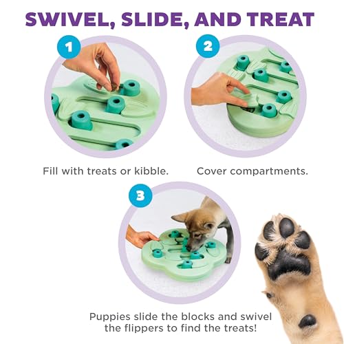 Outward Hound by Nina Ottosson Puppy Hide N' Slide Treat Puzzle Enrichment Dog Toy, Green - color: Puppy Hide-N-Slide (Green)