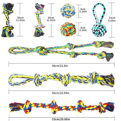 Natural Cotton Dog Rope Toys,Tough Tug of War Dog Toys for Large, Medium & Small Dogs, Tough Dog Rope Toys for Aggressive Chewers, Helps Clean Teeth & Prevent Furniture Destruction(8PCS) - color: colorful-8PCS