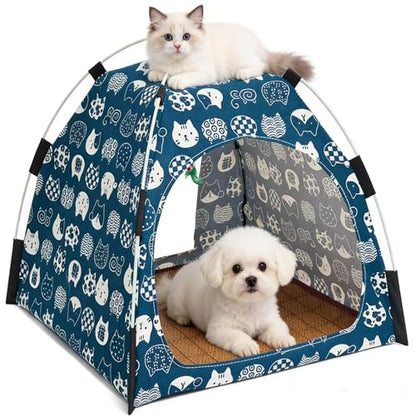 Cat Tent Indoor Outdoor, Portable Pet Cave for Small Dogs & Kittens with Removable Cushion Non-Slip Bottom Foldable Travel Cat House
