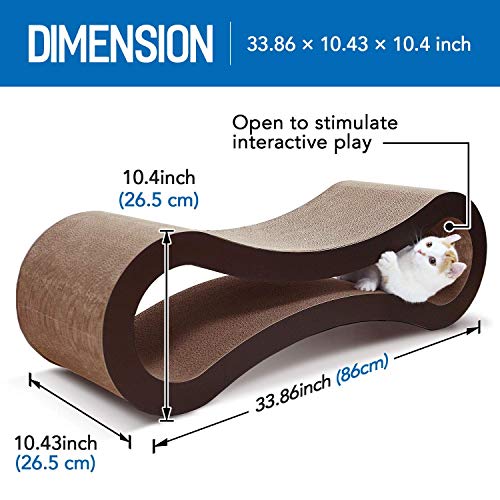 Simple Delxue Extra Large Cat Scratcher Cardboard Bed, 34" Horizontal Cat Scratcher Cardboard Lounge Bed, 100% Recyclable & Reversible Durable Board Pads Prevents Furniture Damage - color: Infinity Large