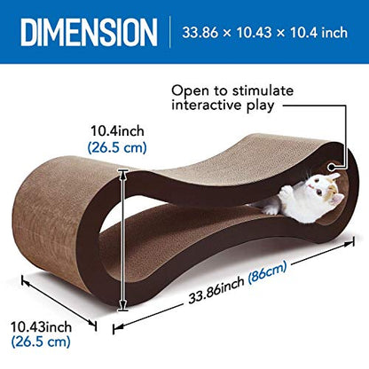 Simple Delxue Extra Large Cat Scratcher Cardboard Bed, 34" Horizontal Cat Scratcher Cardboard Lounge Bed, 100% Recyclable & Reversible Durable Board Pads Prevents Furniture Damage - color: Infinity Large