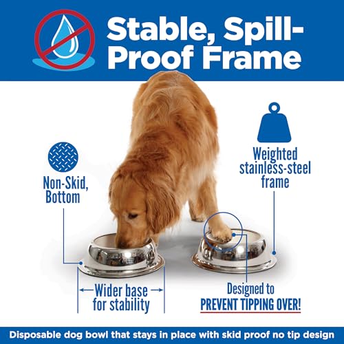 Kinn Kleanbowl Pet Bowl Stainless Steel Frame with Compostable Refills, 16 oz (Pack of 1) – Spill-Proof Stable Disposable Dog Bowls for Easy Cleaning and Healthy Pets, No Plastic - color: Frame (1 pack), size: 16 oz (2 cups)