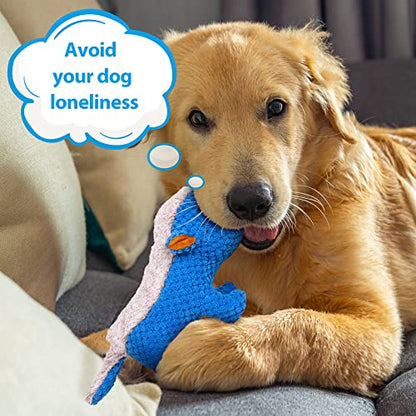 IOKHEIRA Dog Plush Toys for Aggressive Chewers, Indestructible Dog Squeaky Toys with Crinkle Paper, Durable Teething Chew Toys for Medium and Large Breed (Blue) - color: Blue