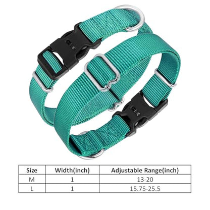Mikivery Nylon Dog Collar with Quick Release Buckle Soft Adjustable Sturdy for Small Medium Large Dogs Teal,M - color: Teal, size: M：13"-20"