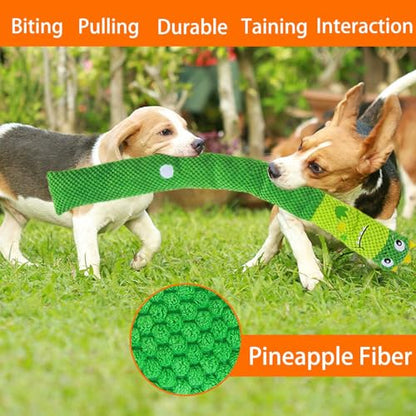 Hide and Seek Plush Dog Toys for Small Medium Dogs, Long Foldable Squeaky Chew Pet Toys with Sounder, Interactive Puzzle Treat Dispensing Machine, Tug of War Snuffle for Indoor Play (Dinosaur) - color: Green Dinosaur