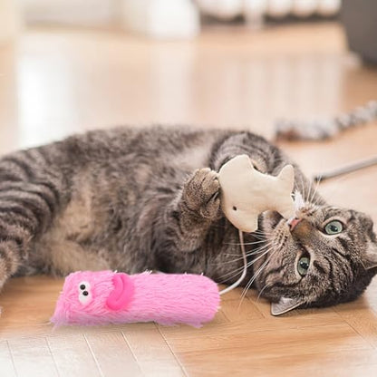 ERINGOGO Catnip Plush Pillow for Indoor Kittens Interactive Chew Soft Plush Sturdy Bite-Resistant Light Pink Kitten Playtime Pet