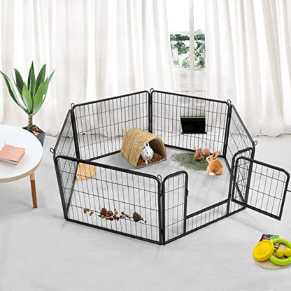 Yaheetech Wide Panel Dog Playpen, 6 Panels 24 inch High Pet Pen with Gate, Portable Indoor Outdoor Fence for Small/Medium Breed Dogs - size: 24"