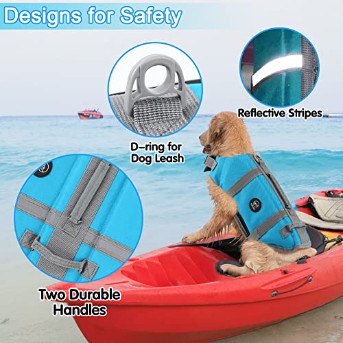 EMUST Dog Life Vests, Adjustable Pet Life Jacket with Rescue Handle, Dog Flotation Vest for Small/Medium/Large Dogs, XS, NewSolidblue - color: NewSolidblue, size: XS
