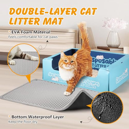 ondware Cat Litter Mat, 30x24 Inch Double Layer Litters Box Mat, Waterproof Cat Mat for Litter Box(Gray) - size: 30x24 Inch