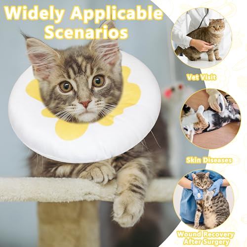 Cat Cone Collar Soft, Adjustable Cat Recovery Cone to Stop Licking, Cute Kitten Donut Collar After Surgery, Elizabethan Collars for Kittens, Lightweight Cats Neck Cones (Egg, Medium) - color: Egg, size: Medium