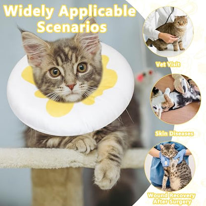 Cat Cone Collar Soft, Adjustable Cat Recovery Cone to Stop Licking, Cute Kitten Donut Collar After Surgery, Elizabethan Collars for Kittens, Lightweight Cats Neck Cones (Egg, Medium) - color: Egg, size: Medium