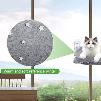Machine Washable Cats Perches Featuring Antislip Suction Technology and Space Saving Folded Frame Space Saving Cats Window Bed - size: L