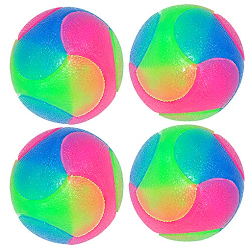 4 pcs Large Light Up Dog Balls Flashing Elastic Ball Glow in The Dark Interactive Pet Toys for for Golden Retriever,Labrador,Large Dogs - color: 4 pcs Large smooth balls