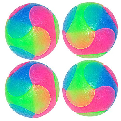 4 pcs Large Light Up Dog Balls Flashing Elastic Ball Glow in The Dark Interactive Pet Toys for for Golden Retriever,Labrador,Large Dogs - color: 4 pcs Large smooth balls