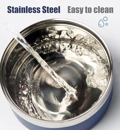 Dog Bowl, Dog Food Water Bowl with Non-Slip Rubber Base, Stainless Steel, Double Wall Small Medium Large Dogs, 32oz, Pack of 2 (Grey) - color: Grey