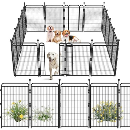 Gardner Pet Dog Playpens, 40" H 16 Panels Dog Pen Outdoor/Indoor Dog Fence Exercise Pen for Small/Medium/Large Dogs, Foldable Pet Play Yard Gate with Gravity Automatic Lock, Pet Playpen, Black