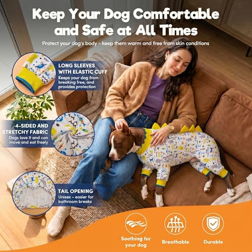 LovinPet Big Dogs Pjs, Large Dog Pajamas, Anti Licking Pet Anxiety Shirt, Surgical Recovery Onesie, Large Breed Dog Jammies, Pet PJ's,Lightweight Stretch, White Sea Life Print Husky Pajamas/XXL - size: XX-Large