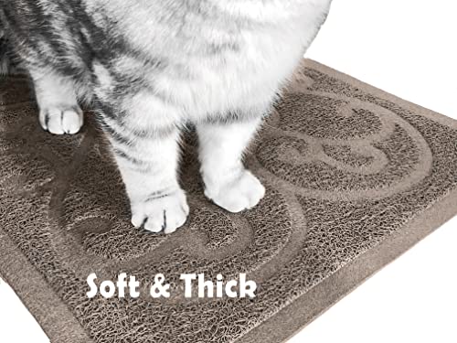 PetLike Cat Litter Box Mat, Thick Kitty Litter Trapping Mat, Durable,Waterproof &Washable with Non-Slip Backing, Soft on Kitty Paws and Easy to Clean, BPA Free - color: Tan, size: 35x24