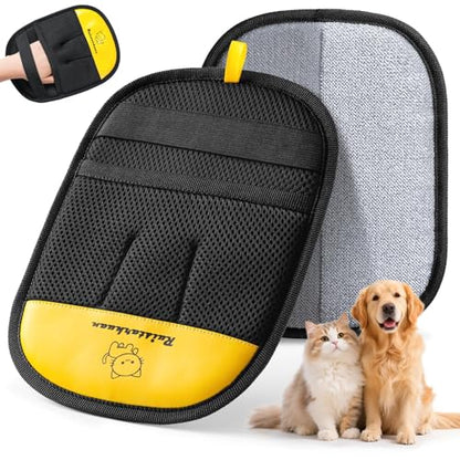 Pet Hair Removal Glove，2026 Newly Upgraded Reusable Magic Brush Pet Hair Remover Glove for Cats & Dogs，Pet Hair Remover Tool for Couch,Curtain, Clothing, Carpet, Car Seat (1Pcs) - color: Black Yellow-1Pcs