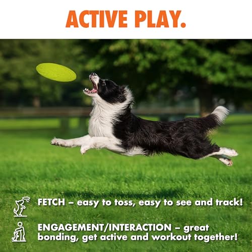 Max Fusion with Nike Grind, Arlee Frisbee Dog Toy, Chew Toy for Play, Fetch, Tug, L - color: Yellow Frisbee, size: Large