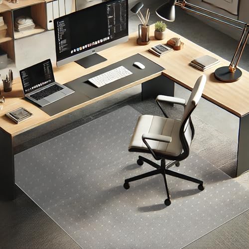 Chair Mat for Carpet 60"x 46" Large Office Chair Mat for Carpeted Floors, Carpet Protector Floor Mats on Low Pile Carpets Easy Glide Rolling Plastic Desk Computer Chairs Mats for Home - size: 46 x 60'' for carpet