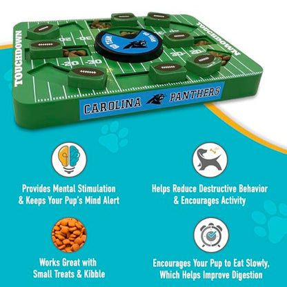 Pets First NFL Carolina Panthers Large Puzzle Toy, Interactive Treat Dispenser, Slow Feeding Toy for Dogs - color: CAROLINA PANTHERS, size: Large