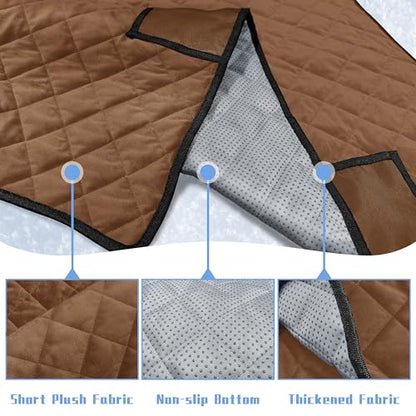 Golf Cart Seat Covers with 4 Front Pockets, Thick Seat Towel Blanket with Non-Slip Backing, Fits EZGO, Club Car, Yamaha and More 2 & 4 Passenger Golf Carts, Dark Brown - color: Dark Brown