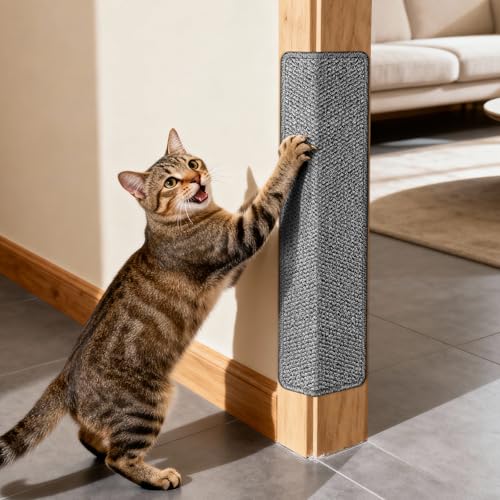 ENONCI Door Protector from Cat Scratching 19.6" x 7.8" Cat Wall Corner Scratcher, Anti Scratch Door Frame Furniture Protector for Indoor Cats - color: Grey, size: 19.6x7.8"