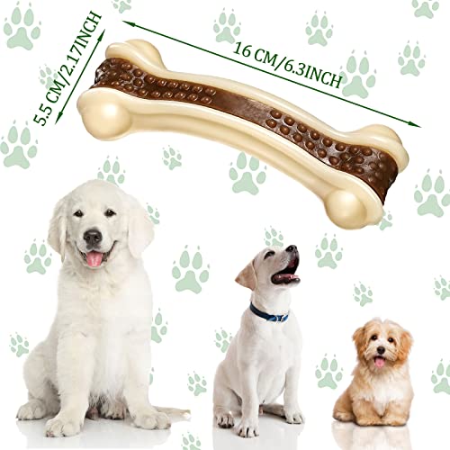 Sosation Bones Shaped Dog Toys for Aggressive Chewers, 2 Pack Christmas Dog Chew Toys Puppy Teething Nylon Beef Flavor for Large/Medium/Small Puppies Breeds(Curved Bone,Large) - size: Large, style: Curved Bone