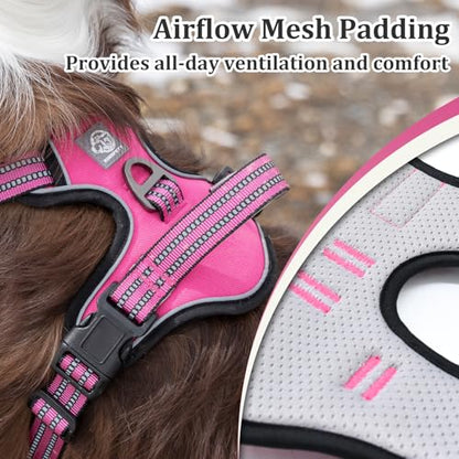 Vest Harness for Dogs - Reflective Adjustable Padding with Easy-On Design & Leash Attachment(S, Hot Pink) - color: Hot Pink, size: S