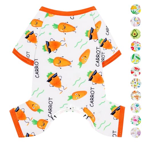 Dog Pajamas Pjs Spring Summer Dog Clothes for Small Dogs Girl - Boy - Small Size Dogs, Soft Stretchy Puppy Clothes Doggie Onesies Cat Pet Jammies Outfit, Carrot, XS - color: Carrot, size: X-Small（1-2 lb)