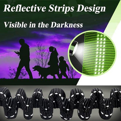 Bungee Dog Leash Extension Attachment 4ft with Double Swivel Clips for Bicycle, Running，Reflective Shock Absorbing Lead for Dogs up to 150 lbs (1, Green-Reflective) - color: Green-Reflective