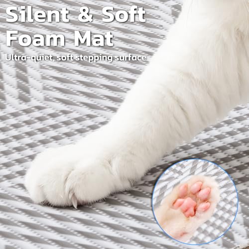 Extra Large Cat Litter Mat, 40x25 Inch Trimable & Soft Foam Pad, Leak-Proof & Non-Slip Bottom, Machine Washable, Scatter Control for Litter Box Area (Beige Geo)