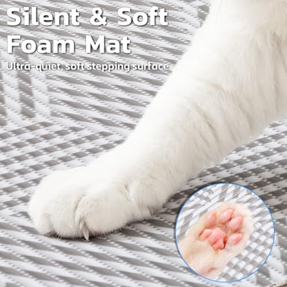 Extra Large Cat Litter Mat, 40x25 Inch Trimable & Soft Foam Pad, Leak-Proof & Non-Slip Bottom, Machine Washable, Scatter Control for Litter Box Area (Beige Geo)