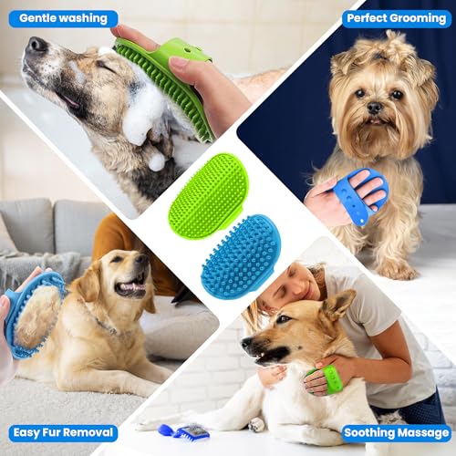 8PCS Pet Grooming & Bathing Kit for Dogs & Cats, Dog Bathing Supplies with Silicone Dog Washing Gloves, Dog Shampoo Brush, Dog Bath Brush Pet Grooming Tools for Shedding, Cleaning & Massage