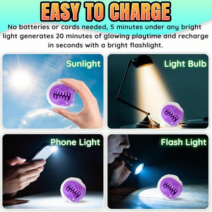 LECHONG 6-Pack Dog Treat Balls, 3-in-1 Glow in the Dark Squeaky Treat Dispenser Ball Toys for Dog, Interactive Durable Rubber Teething Fetch Ball for Small Medium Dogs to Keep Them Busy 2.5in - size: 2.5in Medium Treat