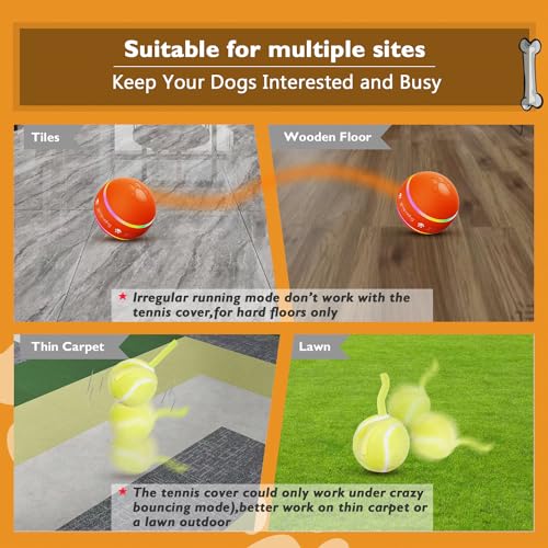 PetDroid Interactive Dog Toys Dog Ball, [Newly Upgraded] Durable Motion Activated Automatic Rolling Ball Toys for/Small/Medium/Large Dogs,USB Rechargeable(Orange) - color: Orange