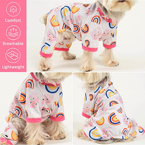 Dog Pajamas for Small Dogs, Soft Thin Pjs Jammies Cat Doggie, Summer Pet Cute Puppy Clothes Outfits Dogs Boy Girl(Rainbow Pig,XS) - color: Rainbow Pig, size: X-Small (Chest 11.8 in)