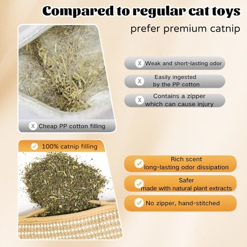 Interactive Catnip Chew Toy, Bite Resistant Catnip Pillows for Cats, Soft Sisal Material Catnip Kicker Pillow for Indoor Scratching, Chewing & Teething (2pcs) - color: 2pcs
