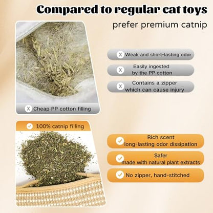 Interactive Catnip Chew Toy, Bite Resistant Catnip Pillows for Cats, Soft Sisal Material Catnip Kicker Pillow for Indoor Scratching, Chewing & Teething (2pcs) - color: 2pcs