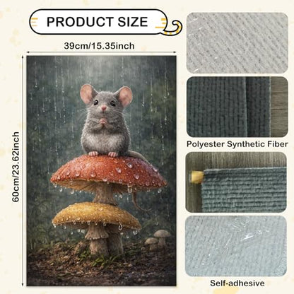 Cat Scratching Mat 15.3x23.6 Inches Polyester Synthetic Fiber, Mouse on Mushrooms in Rain Print, wall cat Scratcher, Scratch pad, Home Decor, Patio, Sunroom (2pcs) - color: TT21439-2pcs