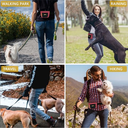 SZO Dog Treat Pouch with Pet Training Clicker, Dog Training Treat Pouch with Waist Belt Clip, Magnetic Closure, Hands-Free Training - Black&Red - color: 305 RedBlack
