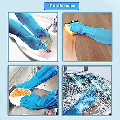 Pet Grooming Gloves Pet Hair Remover Cat, Dog Washing Gloves Silicone Heat Resistant Cleaning Gloves with High-Density Teeth Grooming Gloves for Dogs, Cats, Horses, Rabbits (2 Pairs - Blue) - color: 2 Pairs - Blue