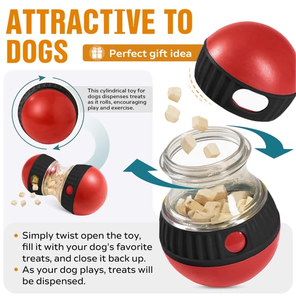 Interactive Dog Treat Ball – Adjustable Treat Dispensing Puzzle Toy, Slow Feeder & Mental Stimulation Toy for Small, Medium & Large Dogs