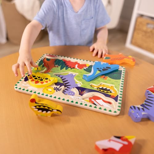 Melissa & Doug Dinosaur Wooden Chunky Puzzle (7 pcs) - FSC Certified - style: Dinosaur