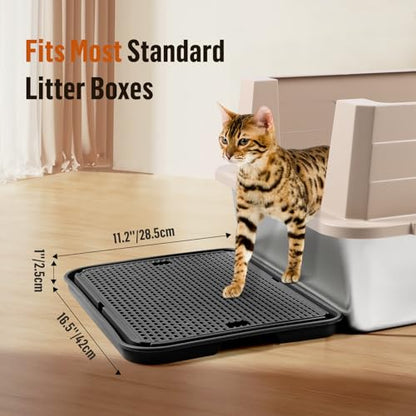 Large Cat Litter Box Step Mat, 16.5"x11.2" Cat Ramp Stairs, Cat Litter Catcher for Self-Cleaning Litter Box, Cats Pedal Step Stool Ideal for Kitten & Older Cats (Black) - color: Black Large