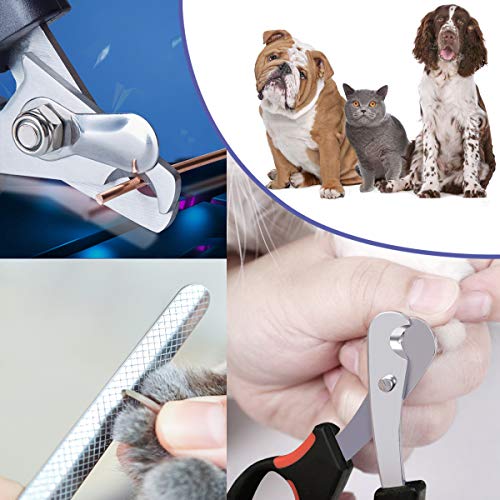 Pet Nail Clippers and Trimmers Set Safety Guard to Avoid Over Cutting Razor Sharp Blades Grooming Tool for All Small Large Dog Cat Red - color: Red