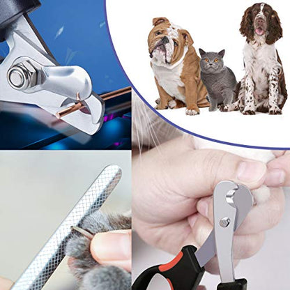 Pet Nail Clippers and Trimmers Set Safety Guard to Avoid Over Cutting Razor Sharp Blades Grooming Tool for All Small Large Dog Cat Red - color: Red
