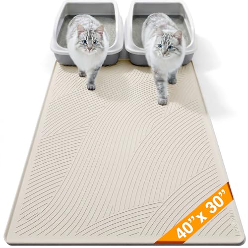 Cat Litter Box Mat - XL Extra Large Size 40 x 30 in, Water Proof, Kitty Litter Trapping Mat, Easy to Clean, Scatter Control, Odorless, Pet Supplies for Indoor Cats, Warm Beige - color: Warm Beige, size: 40"L x 30"W